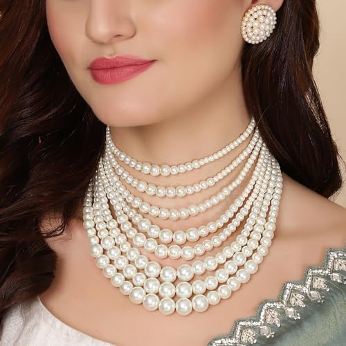 Shining Diva Pearl Necklace Jewellery Set for Women - Image 4