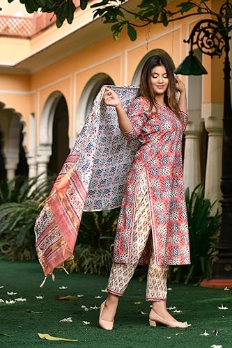 Leriya Fashion Women's Cotton Printed Kurta Set With Dupatta | Kurta | Kurta Sets Kurtis | Kurta Pan - Authentic Leriya Clothing | UrbanThreads - Image 4