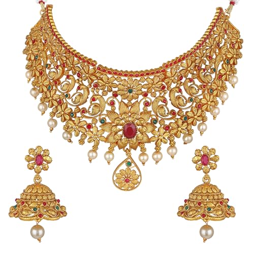 Shining Diva Pearl Choker Traditional Temple Necklace - Image 2