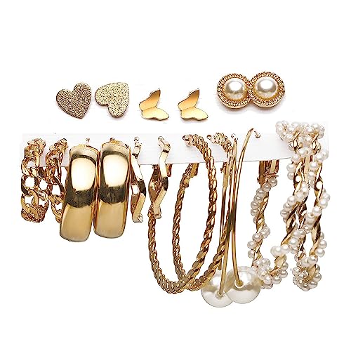 Urban Threads Gold Earring Set 9 Pairs for Women - Image 2
