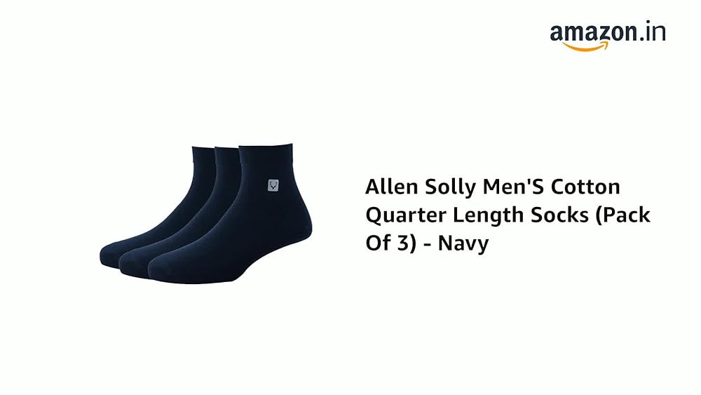 Allen Solly Men's Cotton Quarter Length Socks Pack of 3 Navy - Image 3