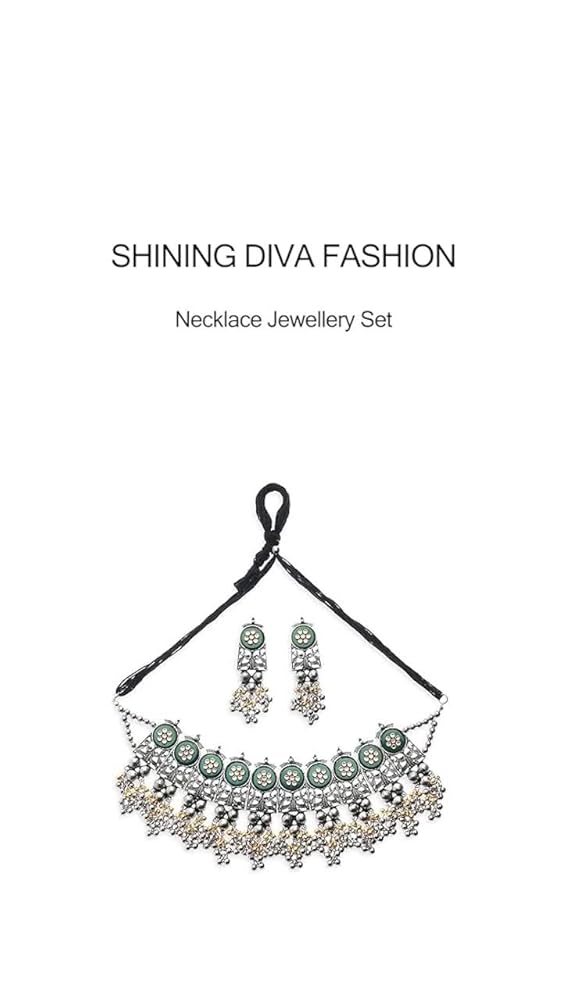 Shining Diva Oxidised Necklace Jewellery Set for Women - Image 3