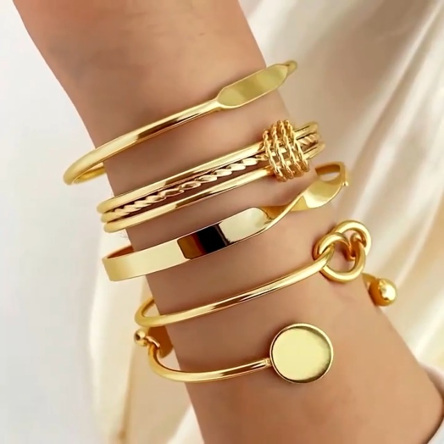 Shining Diva Set of 5 Multilayer Bangle Bracelets for Women - Image 3