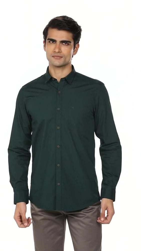 Peter England Men's Solid Slim Fit Full Sleeve Casual Shirt - Image 3