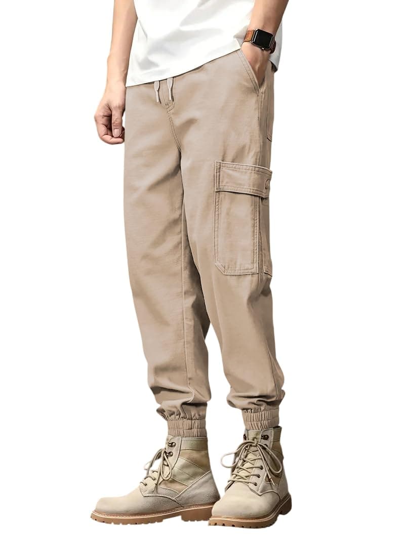 Leriya Fashion Men's Mid Rise Cargo Pants with 6 Pockets, Premium Cotton Drawstring Trousers, Comfor - Authentic Leriya Clothing | UrbanThreads