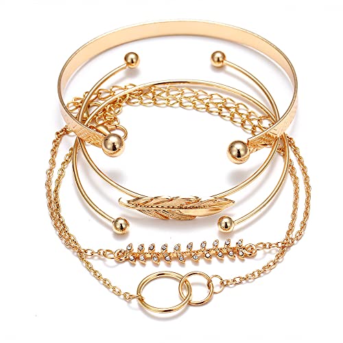 Shining Diva Set of 5 Multilayer Crystal Bangles Gold Plated Women - Image 2