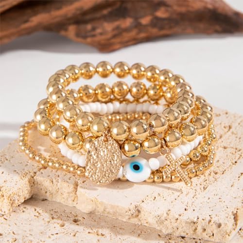 Shining Diva Evil Eye Charm Beaded Bracelet - Image 4