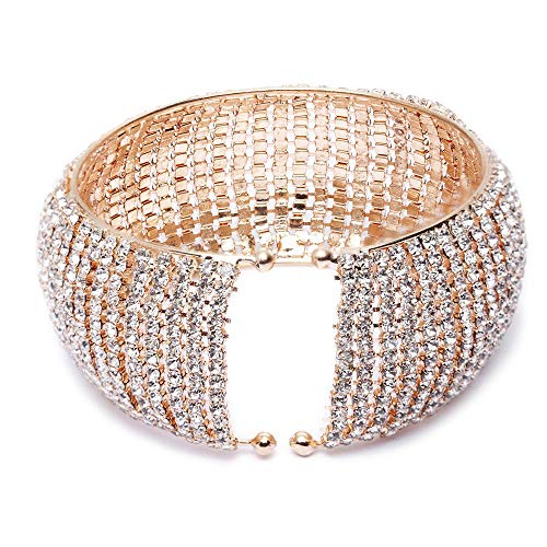 Shining Diva 18k Rose Gold Silver Plated Crystal Cuff Bracelet Women - Image 4