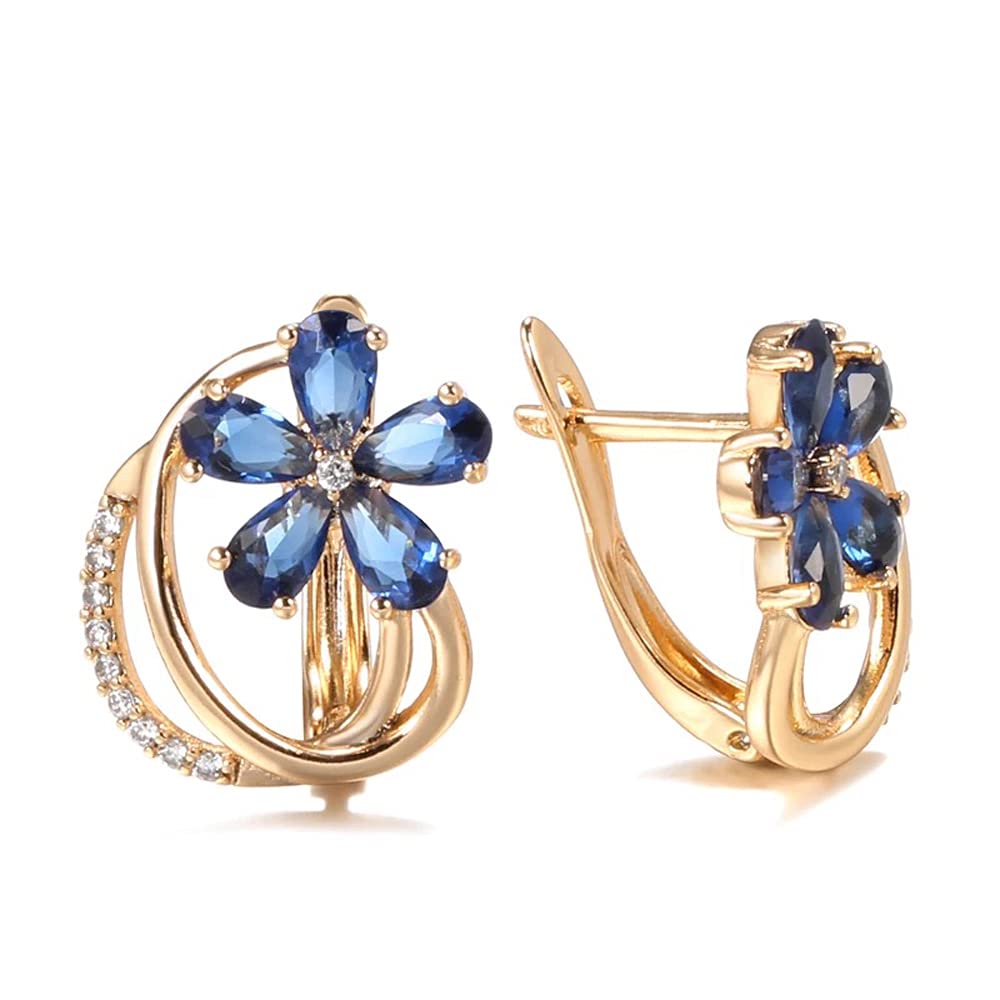 Shining Diva 18k Rose Gold Plated Blue Zircon Earrings for Women
