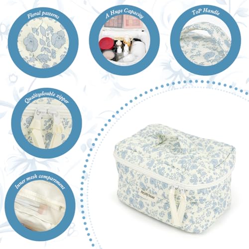 MAYCREATE Makeup Organizer Bag Floral Print Cotton - Image 5