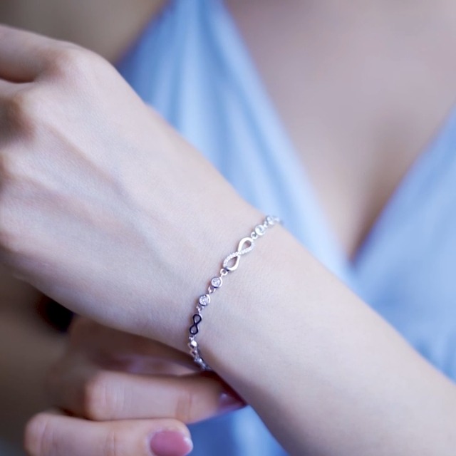 ZAVYA 925 Sterling Silver CZ Infinity Adjustable Bracelet - Image 3