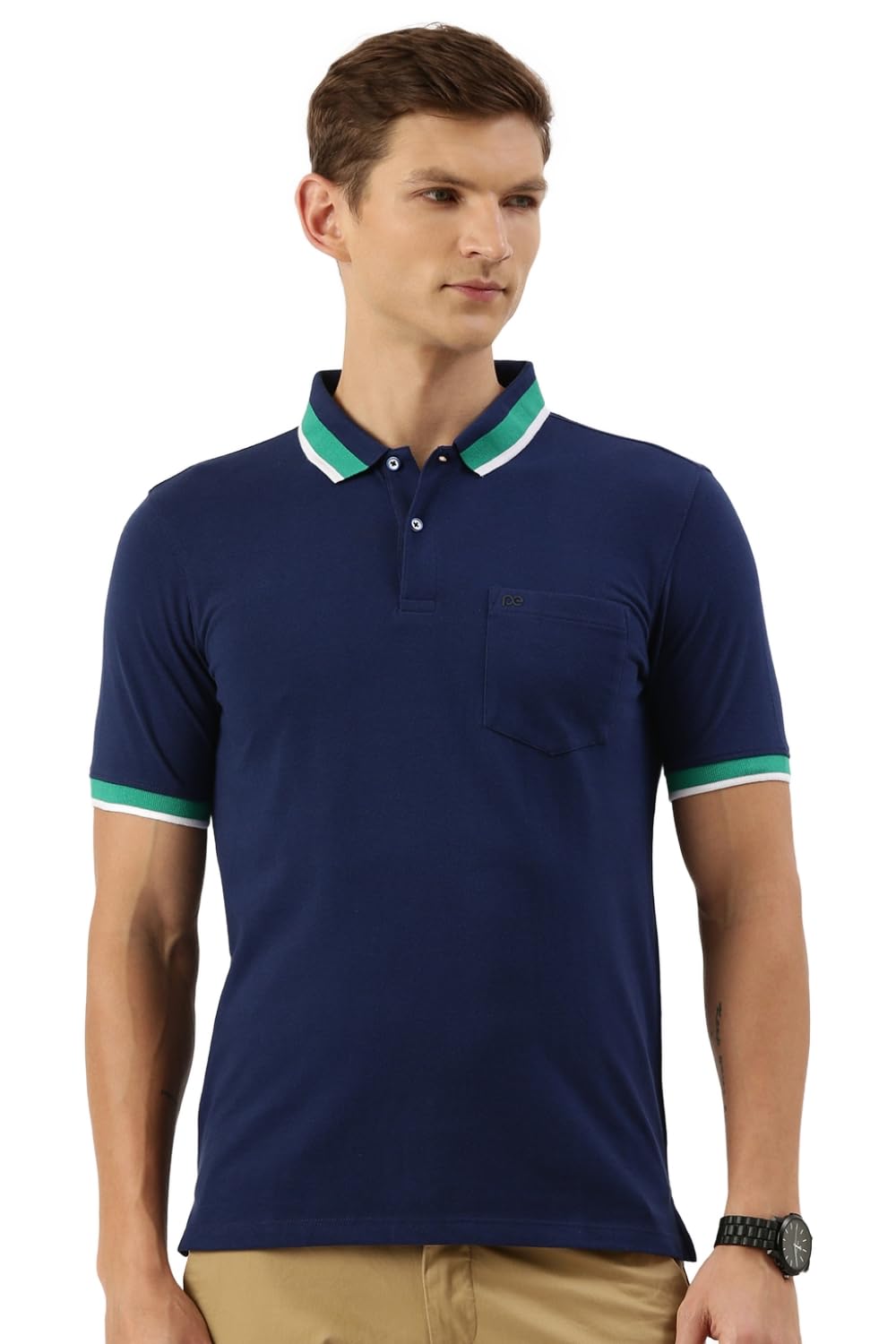 Peter England Men's Cotton Blend Solid Regular Fit T-Shirt