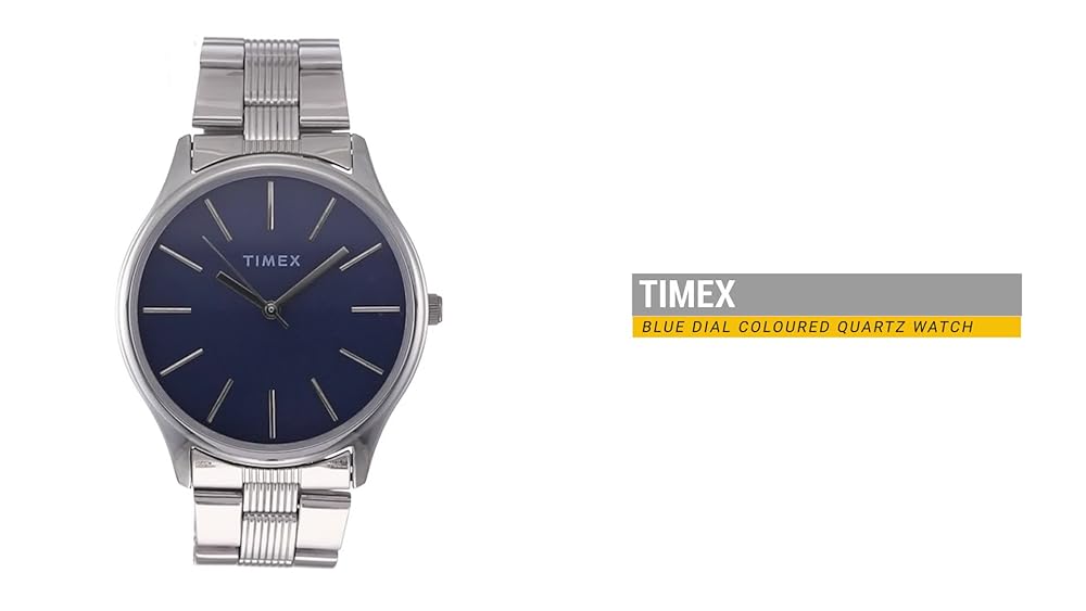 TIMEX Analog Watch Blue Dial Silver Stainless Steel Band - Image 3