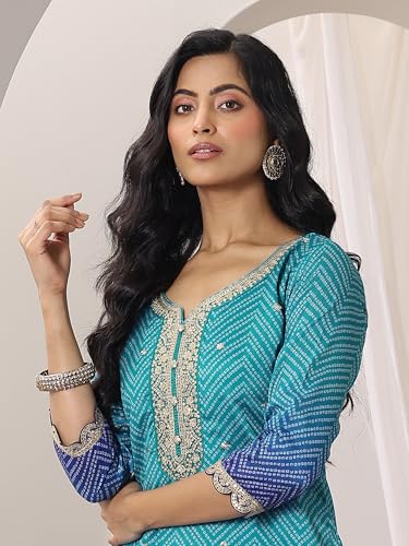 Libas Womens Printed Chinon Straight Kurta With Palazzos and Dupatta - Authentic Libas Clothing | UrbanThreads - Image 5