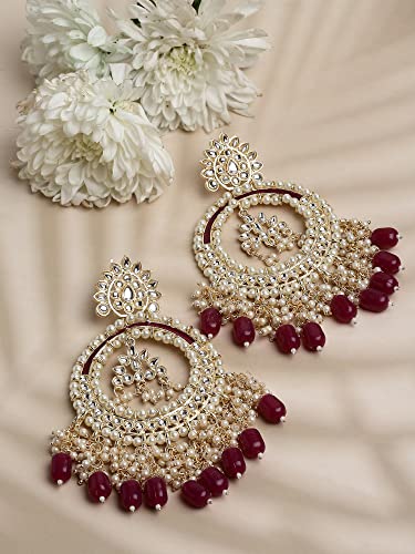 Shining Diva Kundan Chandbali Earrings for Women and Girls - Image 5