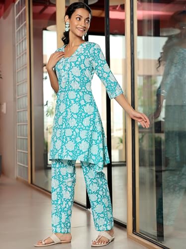 Libas Womens Printed Cotton A-Line Kurta With Trousers - Authentic Libas Clothing | UrbanThreads - Image 5