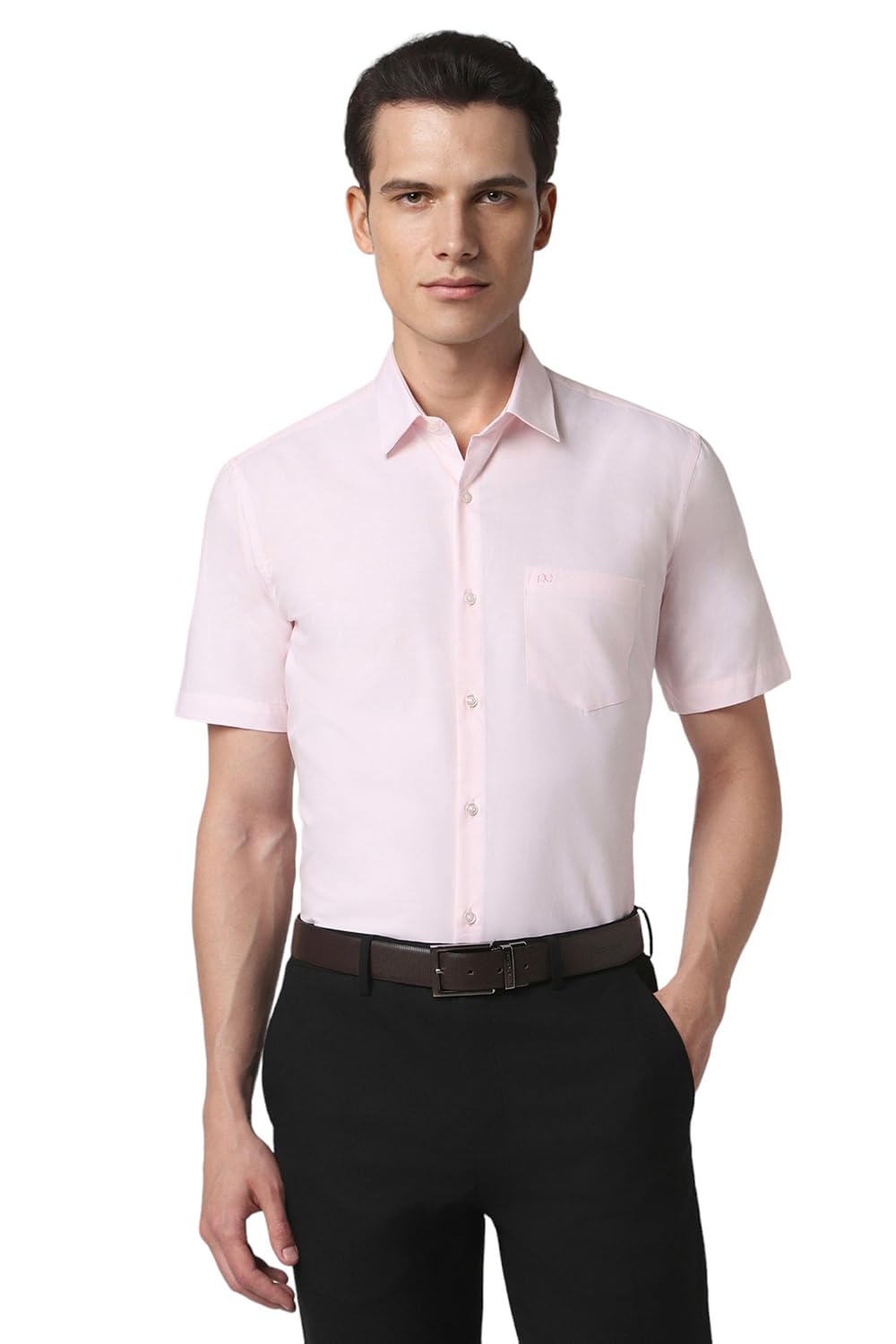 Peter England Men's Regular Fit Half Sleeve Solid Shirt