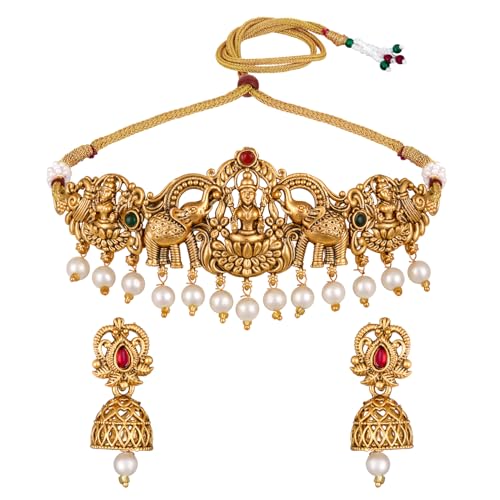 Urban Threads Temple Gold Necklace Set with Pearls - Image 2