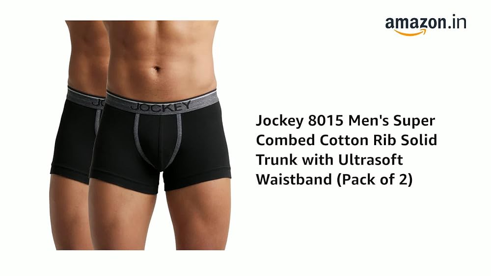 Jockey 8015 Men's Combed Cotton Rib Solid Trunk Pack of 2 - Image 3