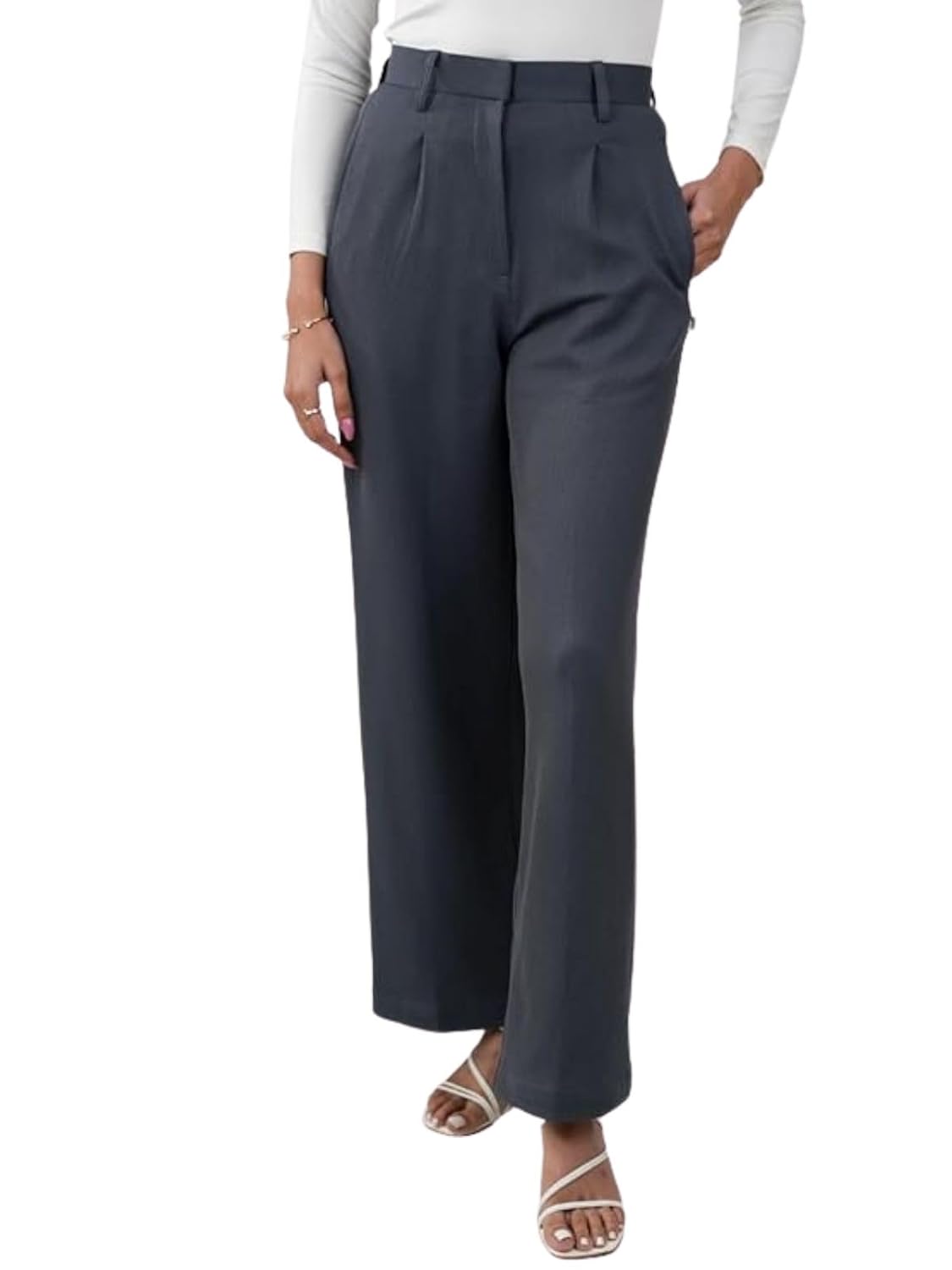 LERIYA Fashion High Waist Cotton Trousers for Women – Flared Parachute Pants with Side Pockets | Cas - Authentic LERIYA Clothing | UrbanThreads