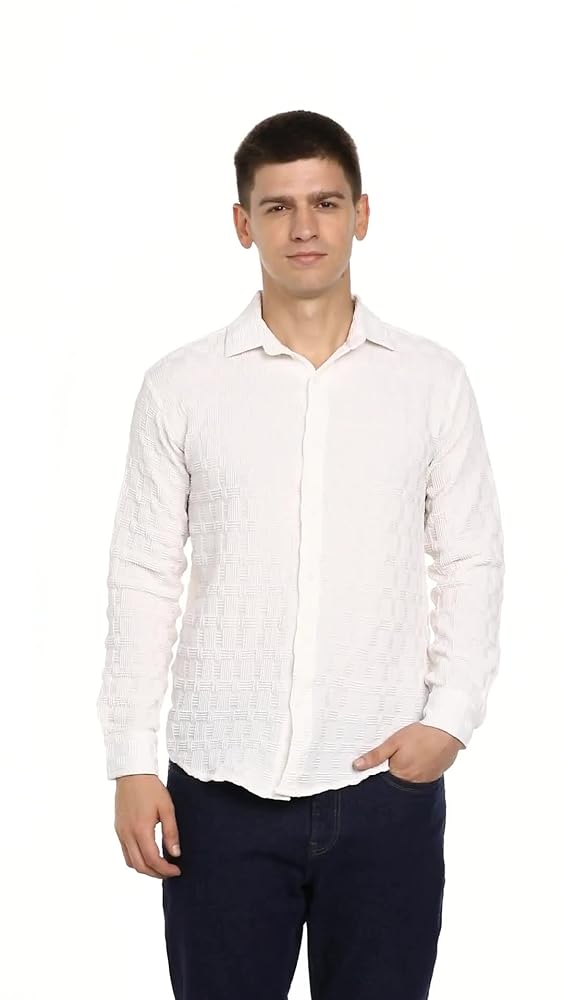 Leriya Fashion Men's Formal Button Down Shirt – Slim Fit Office Wear Shirt for Men | Textured Long S - Authentic Leriya Clothing | UrbanThreads - Image 3