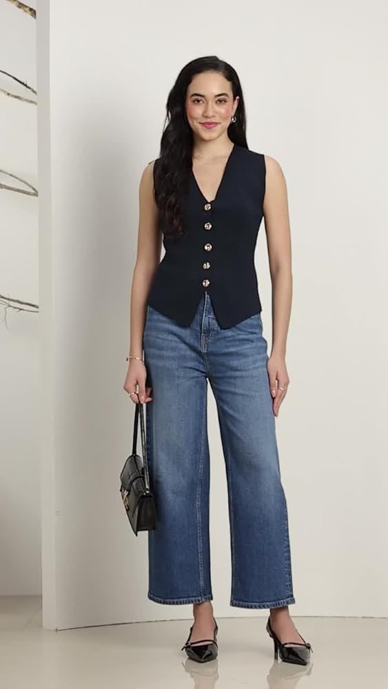 Symbol Women's Baggy Wide Leg Jeans High Waist Ankle Length - Image 3