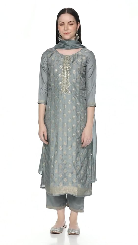 Libas Womens Embroidered Silk Blend Straight Kurta Trouser with Dupatta Set - Authentic Libas Clothing | UrbanThreads - Image 3