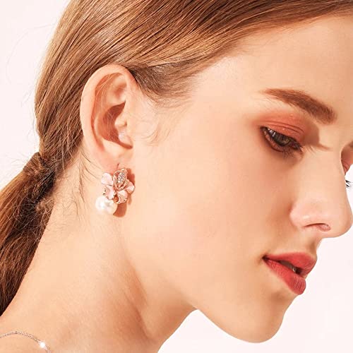 Shining Diva Crystal Pearl Gold Plated Stud Earrings for Women - Image 5