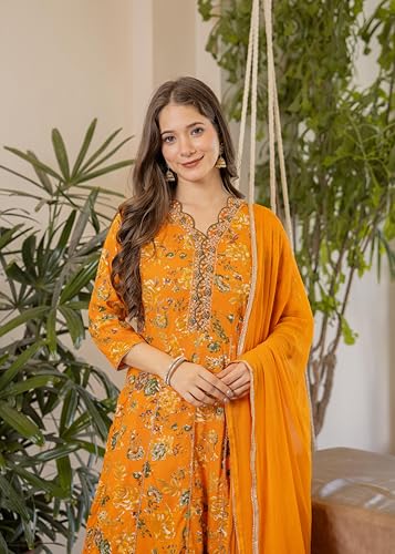 MANHAREE | Women's Rayon Kurta with Pant & Dupatta Set - Authentic MANHAREE Clothing | UrbanThreads - Image 5