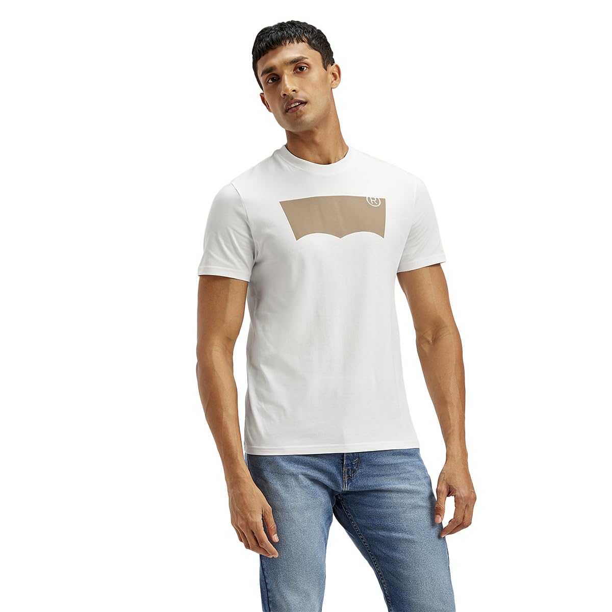 Levi's Men's Slim Fit Letter Print T-Shirt White