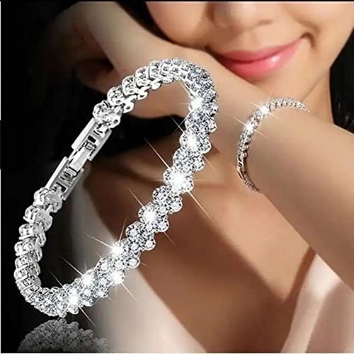 Shining Diva Platinum Plated Crystal Bangle Bracelet Women - Image 4