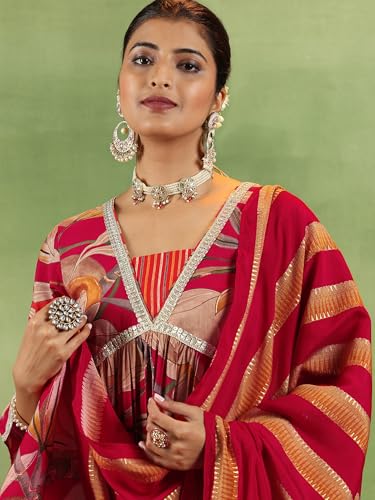 Libas Womens Printed Silk Blend A-Line Kurta With Salwar and Dupatta - Authentic Libas Clothing | UrbanThreads - Image 3