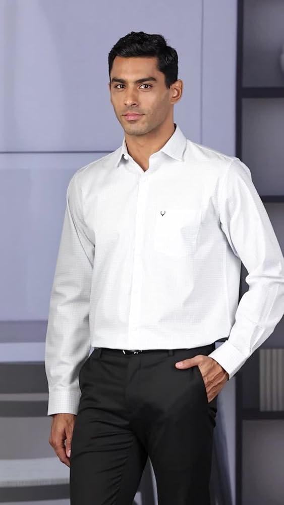 Allen Solly Men's Cotton Classic Fit Checkered Formal Shirt - Image 3