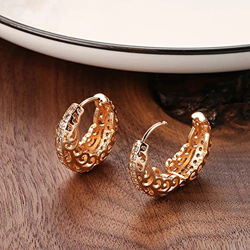 Shining Diva 18k Rose Gold Plated Copper Zircon Bali Earrings - Image 4