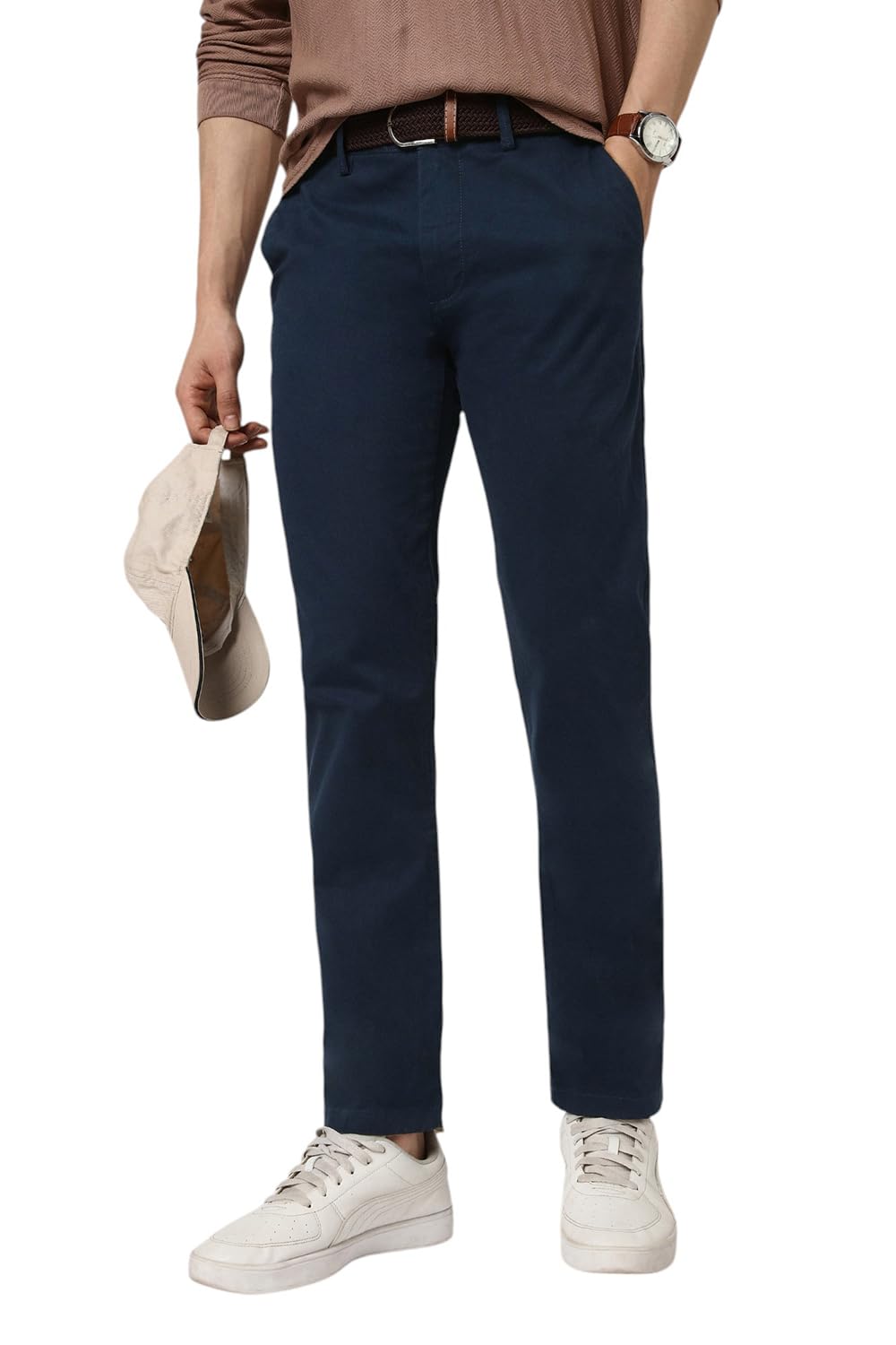 Peter England Men's Mid Rise Super Skinny Casual Pants