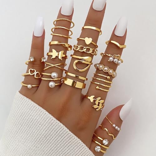 Shining Diva Set of 22 Gold Plated Rings for Women and Girls - Image 4