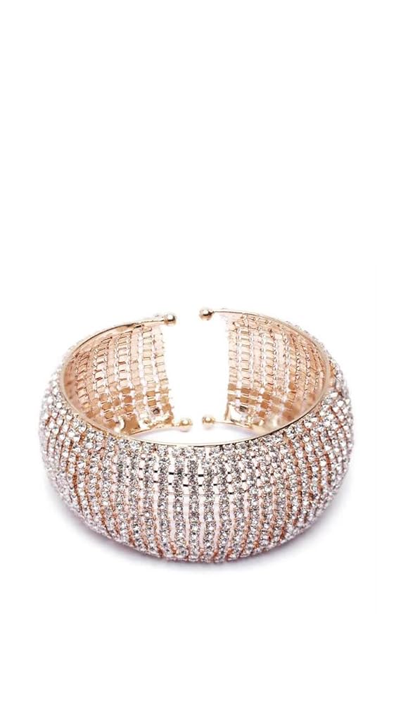 Shining Diva 18k Rose Gold Silver Plated Crystal Cuff Bracelet Women - Image 3