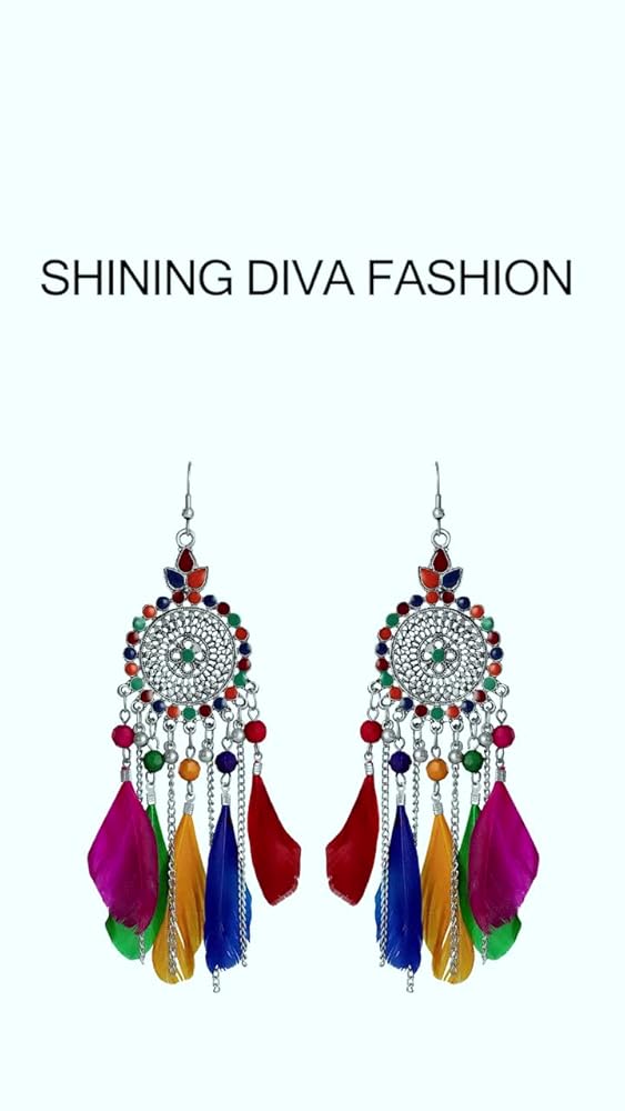 UrbanThreads Oxidized Feather Earrings Women Bohemian - Image 3