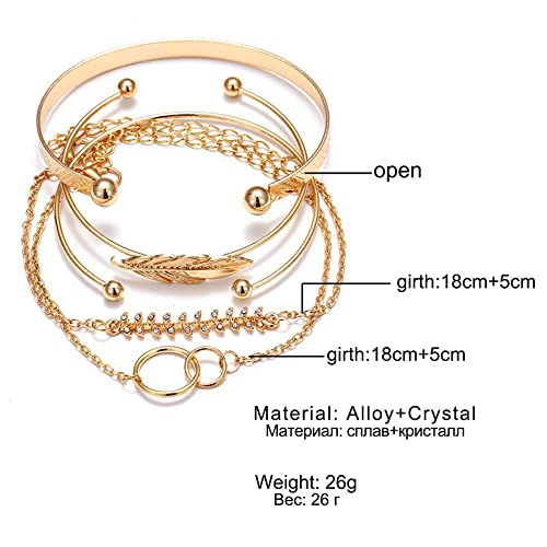Shining Diva Set of 5 Multilayer Crystal Bangles Gold Plated Women - Image 5