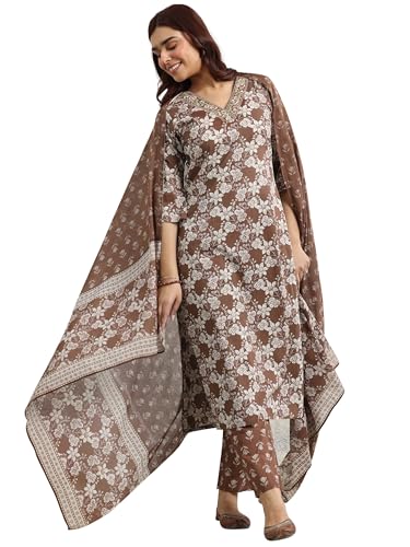 Libas Women's Cotton Kurta Set (400351R_Brown - Authentic Libas Clothing | UrbanThreads - Image 2