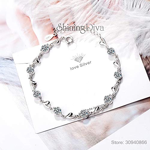 Shining Diva Platinum Plated Austrian Crystal Heart Bracelet - Image 4