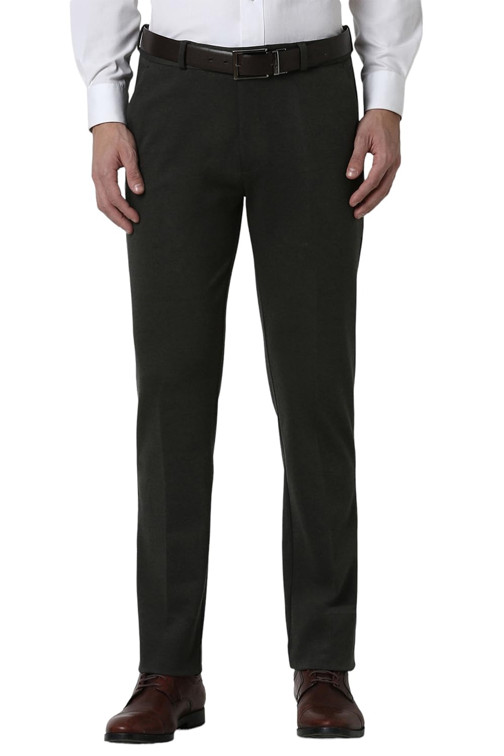 Peter England Men's Slim Fit Mid Rise Stretchable Trouser