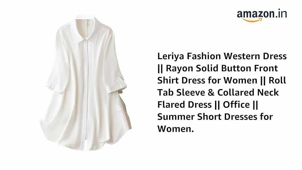 Leriya Fashion Women's Shirt Dress | Knee Length Dresses | Loose Fit | Button-Down | 3/4 Sleeve | Va - Authentic Leriya Clothing | UrbanThreads - Image 3
