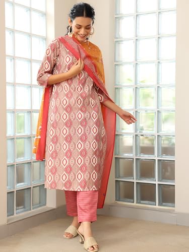 Libas Womens Printed Silk Blend Straight Kurta Trouser with Dupatta Set - Authentic Libas Clothing | UrbanThreads - Image 3