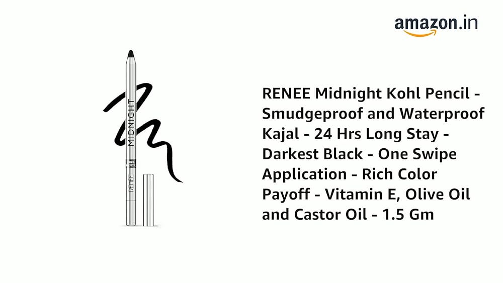 RENEE Midnight Kohl Kajal Pencil Waterproof Smudgeproof - Image 3