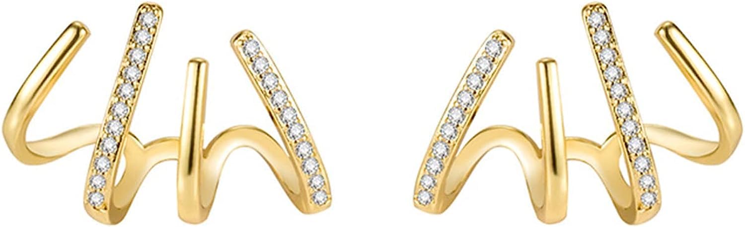 Shining Diva Gold Plated Ear Cuffs Earrings for Women