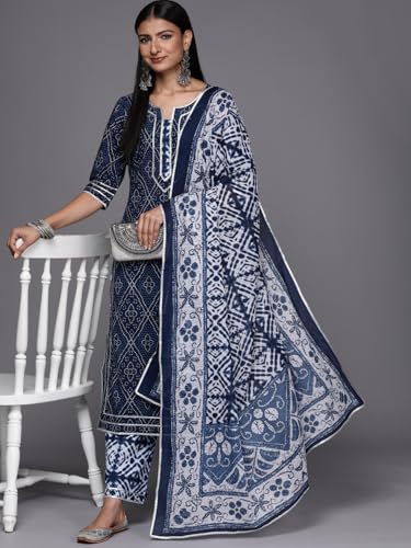 Libas Womens Printed Cotton Straight Kurta With Palazzos and Dupatta - Authentic Libas Clothing | UrbanThreads - Image 5
