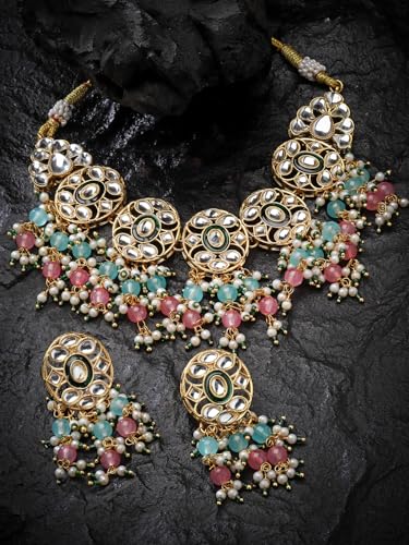 Shining Diva Kundan Pearl Necklace for Wedding Party - Image 5