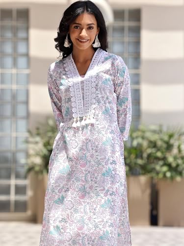 Libas Womens Printed Cotton Straight Kurta With Trousers and Dupatta - Authentic Libas Clothing | UrbanThreads - Image 5