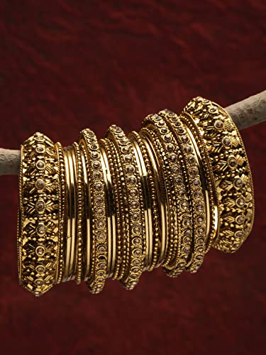 Shining Diva Antique Gold Plated Set of 26 Bangles for Women - Image 4